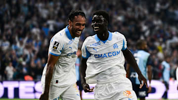 Aubameyang et Robinho Vaz lors de OM - Le Havre.