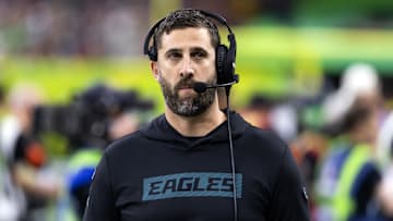 Feb 9, 2025; New Orleans, LA, USA;  Philadelphia Eagles head coach Nick Sirianni against the Kansas City Chiefs during Super Bowl LIX at Ceasars Superdome. Mandatory Credit: Mark J. Rebilas-Imagn Images