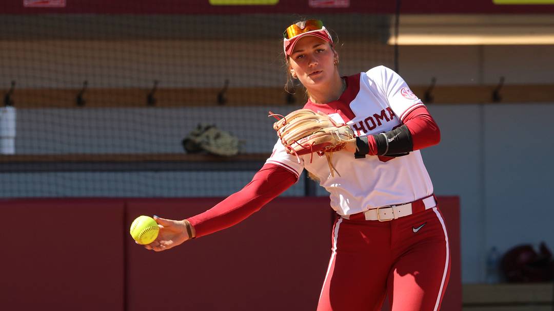 Oklahoma utility player Allyssa Parker throws to first base.
