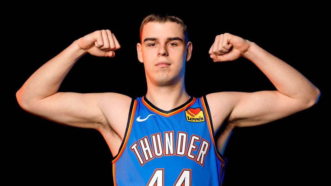Nikola Topic is pictured during the Thunder media day at the Paycom Center in Oklahoma City, on Monday, Sept. 30, 2024.