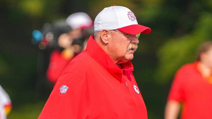 Jul 22, 2024; St. Joseph, MO, USA; Kansas City Chiefs head coach Andy Reid looks on during training camp at Missouri Western State University. Mandatory Credit: Denny Medley-USA TODAY Sports
