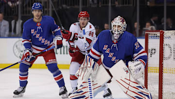 May 13, 2024; New York, New York, USA; New York Rangers goaltender Igor Shesterkin (31) tends net