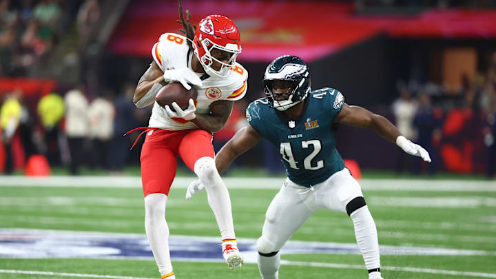 Kansas City Chiefs wide receiver DeAndre Hopkins catches a pass during Super Bowl LIX Kansas City Chiefs wide receiver DeAndre Hopkins catches a pass during Super Bowl LIX