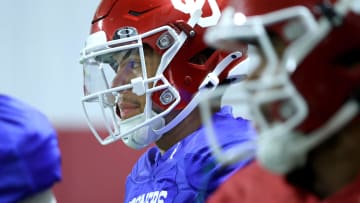 Oklahoma's Casey Thompson is pictured during the University of Oklahoma (OU) spring football practice at the Everest Training Center in Norman, Okla., Wednesday, March 27, 2024.