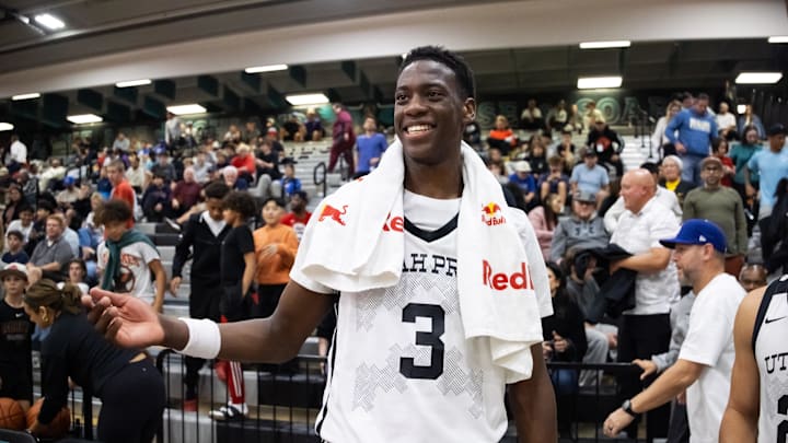 Utah Prep Academy forward and BYU commit AJ Dybantsa against Faith Family Academy (TX) during the Hoophall West High School Invitational at Highland High School. Utah Prep Academy forward and BYU commit AJ Dybantsa against Faith Family Academy (TX) during the Hoophall West High School Invitational at Highland High School.