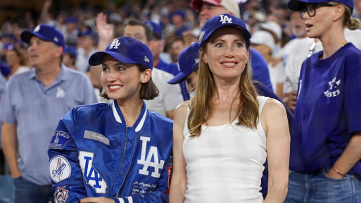 Maude Apatow and Leslie Mann attend Game 5 of the World Series. Maude Apatow and Leslie Mann attend Game 5 of the World Series.