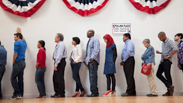 Voters waiting to vote.