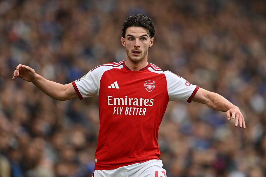 Declan Rice with wild eyes.