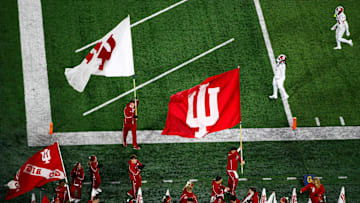 Indiana takes the field for the first round of the College Football Playoff between Notre Dame and Indiana at Notre Dame Stadium on Friday, Dec. 20, 2024, in South Bend.