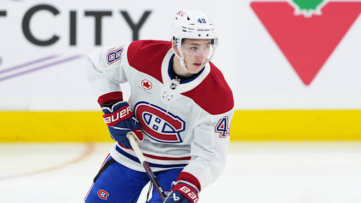 Oct 8, 2025; Toronto, Ontario, CAN; Montreal Canadiens defenseman Lane Hutson (48) skates during the warmup before a game against the Toronto Maple Leafs at Scotiabank Arena. Mandatory Credit: Nick Turchiaro-Imagn Images Oct 8, 2025; Toronto, Ontario, CAN; Montreal Canadiens defenseman Lane Hutson (48) skates during the warmup before a game against the Toronto Maple Leafs at Scotiabank Arena. Mandatory Credit: Nick Turchiaro-Imagn Images