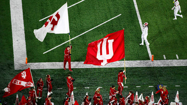 Indiana takes the field for the first round of the College Football Playoff between Notre Dame and Indiana at Notre Dame Stadium on Friday, Dec. 20, 2024, in South Bend.