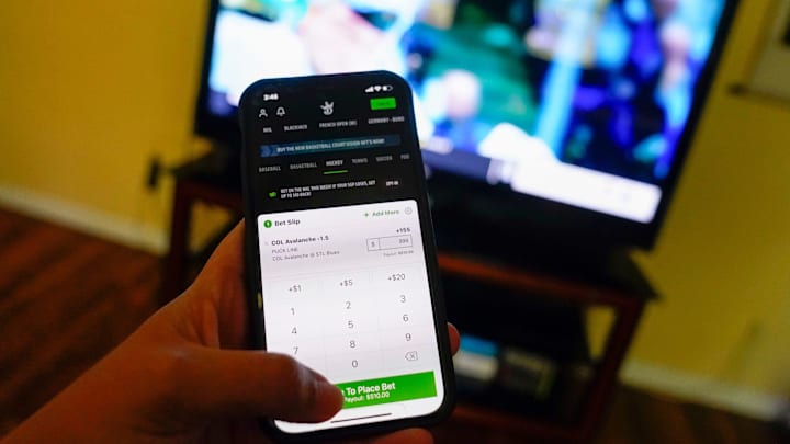The Draft Kings app on an iPhone. The Draft Kings app on an iPhone.