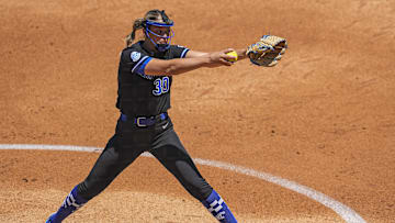 May 6, 2025; Athens, GA, USA; Kentucky starting pitcher Sarah Haendiges (30) pitches against Georgia at Jack Turner Softball Stadium. Mandatory Credit: Dale Zanine-Imagn Images