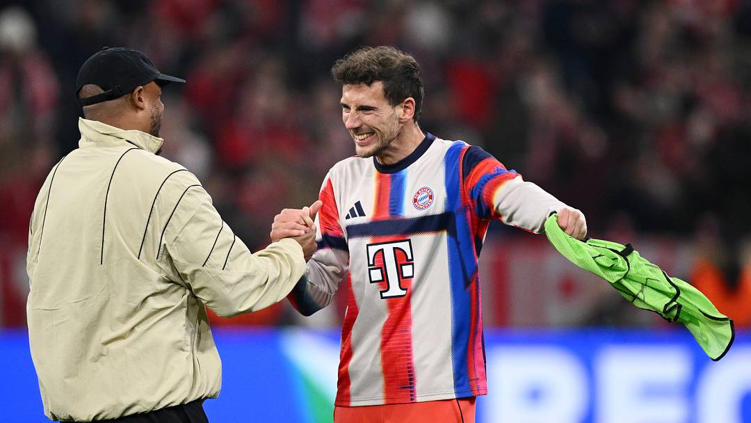 Vincent Kompany und Leon Goretzka im Gespräch