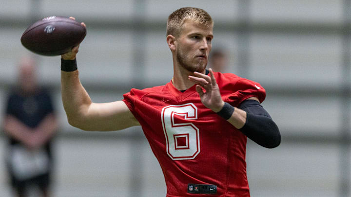 New Orleans Saints quarterback Tyler Shough (6)