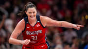 Washington Mystics center Stefanie Dolson (31) celebrates.