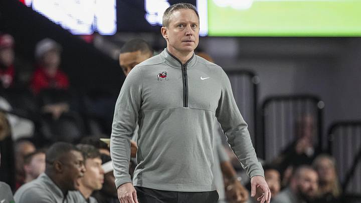 Mar 3, 2026; Athens, Georgia, USA; Georgia Bulldogs head coach Mike White shown on the sideline against the Alabama Crimson Tide at Stegeman Coliseum. Mandatory Credit: Dale Zanine-Imagn Images