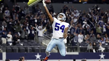 Dallas Cowboys defensive end Sam Williams celebrates after recovering a fumble during the second half against the Indianapolis Colts at AT&T Stadium. 