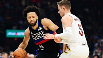 Jan 27, 2025; Cleveland, Ohio, USA; Detroit Pistons guard Cade Cunningham (2) : Ken Blaze-Imagn Images