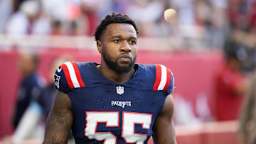 Dec 15, 2024; Glendale, Arizona, USA; New England Patriots linebacker Yannick Ngakoue (55) against the Arizona Cardinals at State Farm Stadium. 