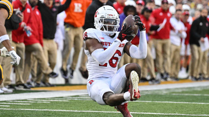 Nov 11, 2023; Iowa City, Iowa, USA; Rutgers Scarlet Knights defensive back Max Melton (16) Nov 11, 2023; Iowa City, Iowa, USA; Rutgers Scarlet Knights defensive back Max Melton (16)