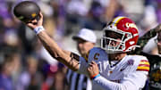Nov 8, 2025; Fort Worth, Texas, USA; Iowa State Cyclones quarterback Rocco Becht (3) warms up before the game against the TCU Horned Frogs at Amon G. Carter Stadium. 