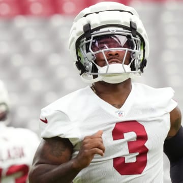Arizona Cardinals safety Budda Baker (3) practices during the team's training camp session at State Farm Stadium in Glendale on July 24, 2024.