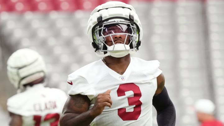 Arizona Cardinals safety Budda Baker (3) practices during the team's training camp session at State Farm Stadium in Glendale on July 24, 2024.