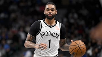 Brooklyn Nets guard D'Angelo Russell in action during the game against the Dallas Mavericks.