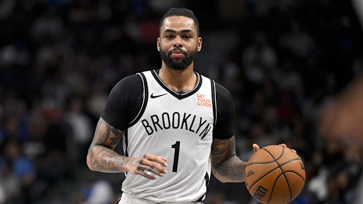 Brooklyn Nets guard D'Angelo Russell in action during the game against the Dallas Mavericks. Brooklyn Nets guard D'Angelo Russell in action during the game against the Dallas Mavericks.
