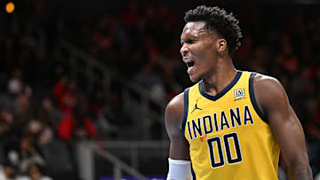 Indiana Pacers wing Bennedict Mathurin (00) in a game against the Atlanta Hawks.