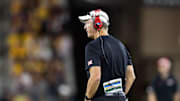 Oct 25, 2025; Tempe, Arizona, USA; Houston Cougars head coach Willie Fritz against the Arizona State Sun Devils at Mountain America Stadium. Mandatory Credit: Mark J. Rebilas-Imagn Images
