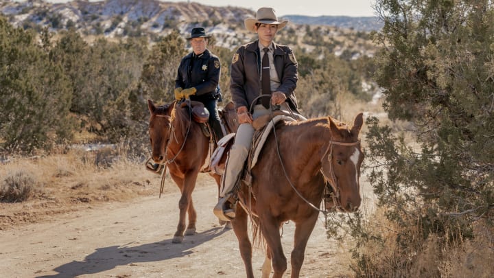 Jessica Matten as Sgt. Bernadette Manuelito and A. Martinez as Gordo Sena - Dark Winds _ Season 2,