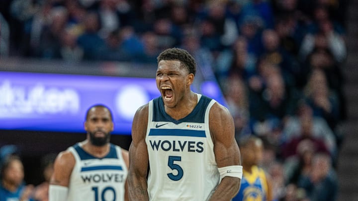 Timberwolves guard Anthony Edwards during Minnesota's 107–90 win over the Warriors on Dec. 6, 2024.