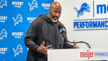 Detroit Lions Executive Vice President & General Manager Brad Holmes speaks to the press about their season, how it ended and what’s next at the Detroit Lions headquarters and training facility in Allen Park, Mich., Thursday, Jan. 23, 2025.