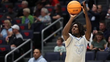 Mar 17, 2025; Dayton, OH, USA; St. John's basketball transfer guard Ian Jackson (11) shoots the ball during the First Four Practice at UD Arena. Mandatory Credit: Rick Osentoski-Imagn Images