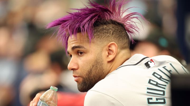 Aug 17, 2024; St. Petersburg, Florida, USA; Arizona Diamondbacks outfielder Lourdes Gurriel Jr. (12) looks on against the Tampa Bay Rays second inning  at Tropicana Field. Mandatory Credit: Kim Klement Neitzel-USA TODAY Sports