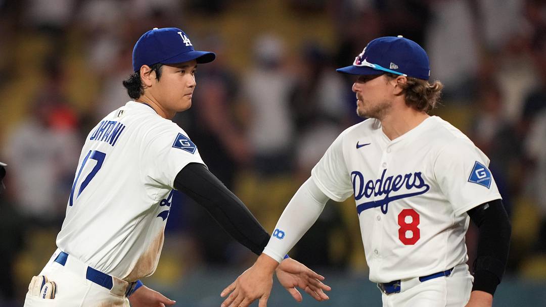Los Angeles Dodgers' Shohei Ohtani and Kiké Hernandez.