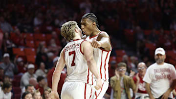  Oklahoma Sooners guard Dayton Forsythe and forward Jalon Moore 