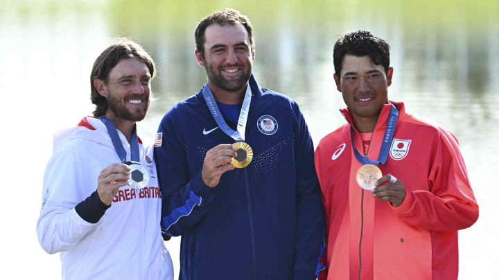 Scottie Scheffler (gold), Tommy Fleetwood (silver) and Hideki Matsuyama (bronze) were the medalists in an Olympic tournament where all of golf also won.