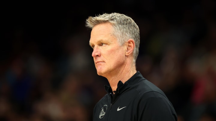 Dec 12, 2023; Phoenix, Arizona, USA; Golden State Warriors head coach Steve Kerr against the Phoenix Suns at Footprint Center.