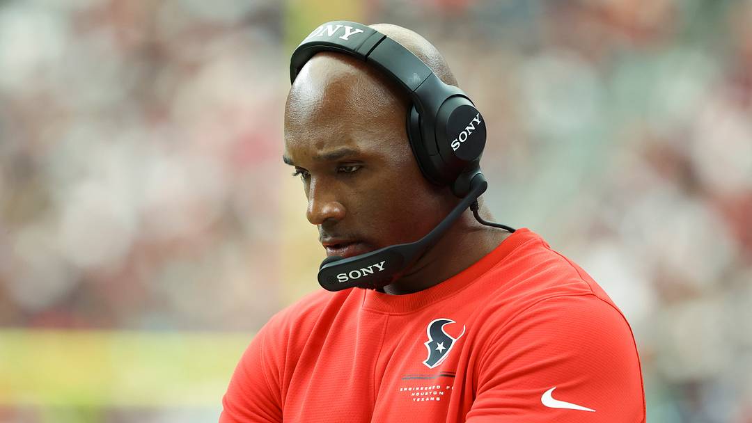 Sep 20, 2026; Houston, Texas, USA; Houston Texans head coach DeMeco Ryans reacts during the game against the Cincinnati Bengals at Reliant Stadium. Mandatory Credit: Troy Taormina-Imagn Images