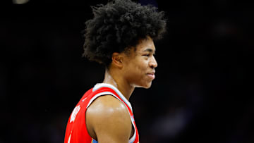 Jan 3, 2025; Sacramento, California, USA; Memphis Grizzlies forward Jaylen Wells (0) smiles during the third quarter against the Sacramento Kings at Golden 1 Center. Mandatory Credit: Sergio Estrada-Imagn Images
