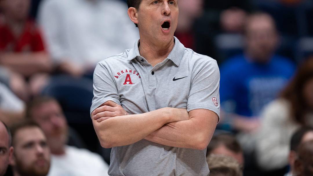 Arkansas Razorbacks head coach Eric Musselman works the referees against South Carolina during their second round game of the SEC Men's Basketball Tournament at Bridgestone Arena in Nashville, Tenn., Thursday, March 14, 2024. Arkansas Razorbacks head coach Eric Musselman works the referees against South Carolina during their second round game of the SEC Men's Basketball Tournament at Bridgestone Arena in Nashville, Tenn., Thursday, March 14, 2024.