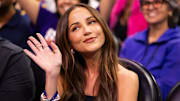 Television personality Kay Adams in attendance of the Golden State Warriors game against the Phoenix Suns at Footprint Center. 