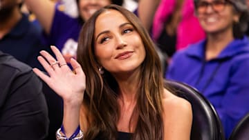 Television personality Kay Adams in attendance of the Golden State Warriors game against the Phoenix Suns at Footprint Center. 
