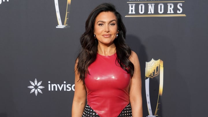 Molly Qerim on the red carpet before the NFL Honors show at Resorts World Theatre. Molly Qerim on the red carpet before the NFL Honors show at Resorts World Theatre.