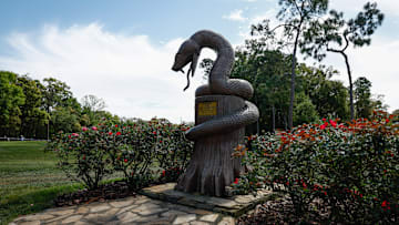 A view of the "Snake Pit" statue at the Copperhead Course at Innisbrook Golf Resort