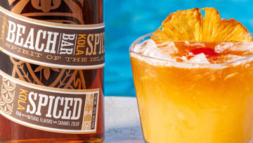 Maui-jito featuring Sammy's Beach Bar Platinum Rum and Bottle of Sammy's Beach Bar Kola Spiced Rum at Sammy's Island