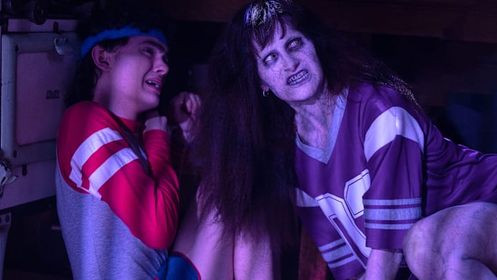 (L-R) Teen (Joe Locke) and Agatha Harkness (Kathryn Hahn) in Marvel Television's AGATHA ALL ALONG, exclusively on Disney+.